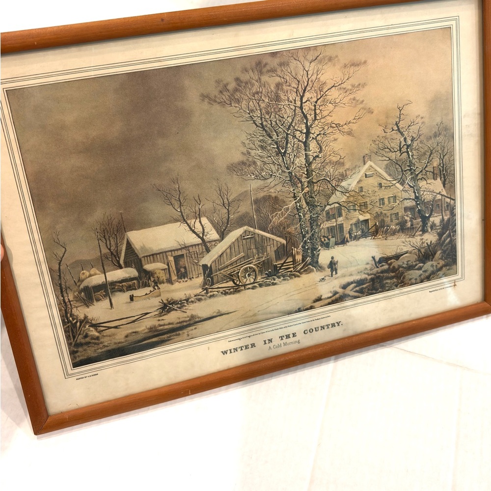 Vintage Art Print 15x11 Winter in the Country